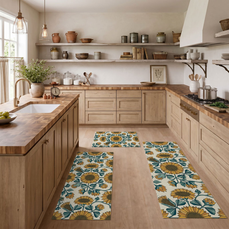 Tapis de cuisine tournesol antidérapant lavable