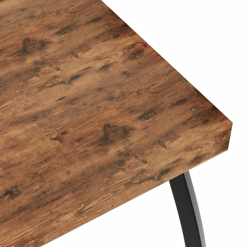 Ensemble de table de salle à manger pour 4 personnes, table de cuisine en bois robuste avec chanfrein et pieds en métal, banc rembourré