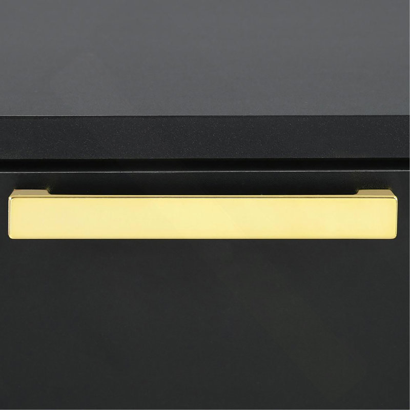 Black  2-Drawer Rectangular Nightstand, Black