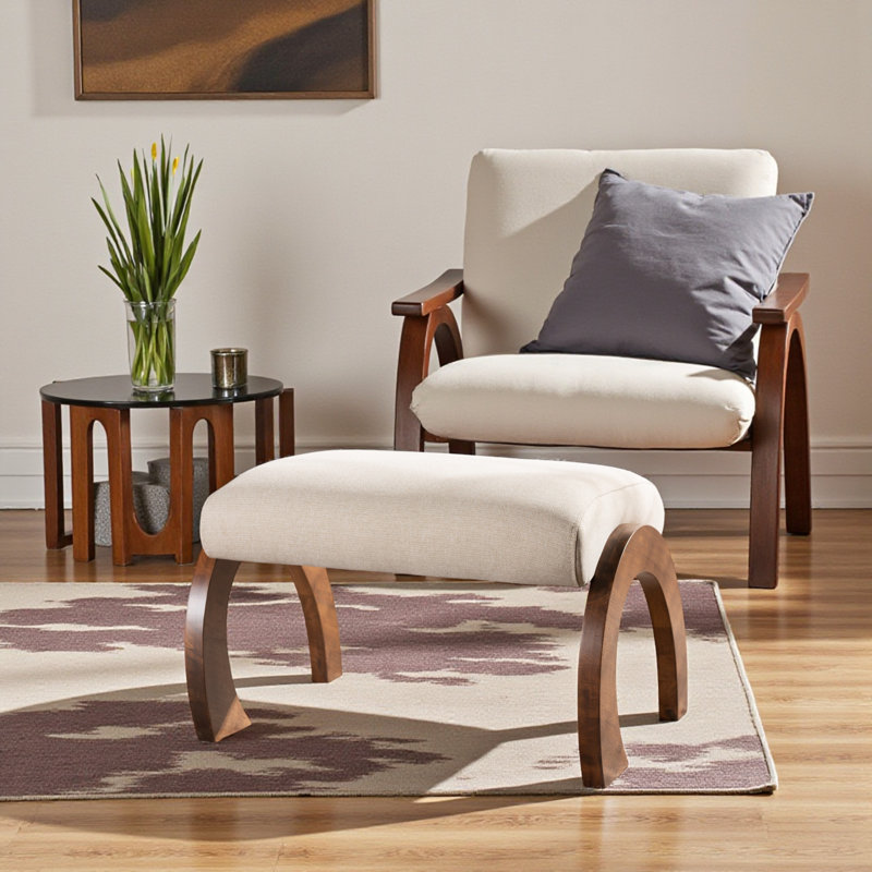 Repose-pieds en tissu beige clair Incanto, Polyester beige clair