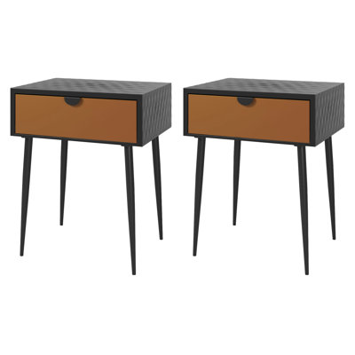 Set of 2 Jupiter Metal 1-Drawer Bedside Cabinets