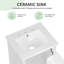 Meuble-lavabo de salle de bain avec lavabo en céramique - Porte à fermeture douce, tablette réglable et patins de nivellement