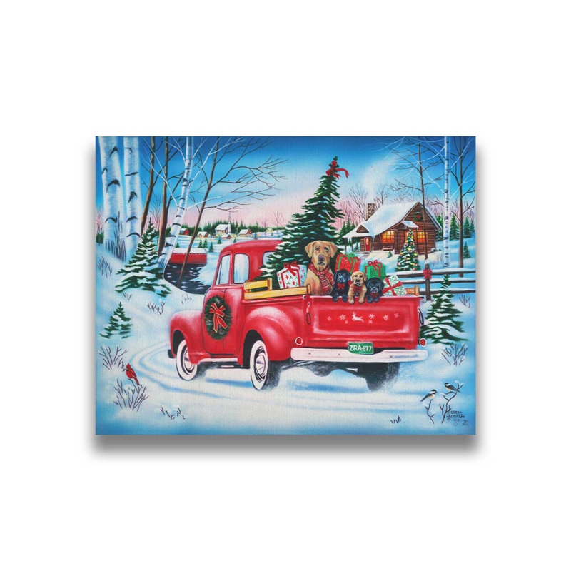 «Holiday Puppy Ride» par Robert Andrea, Non, H 24 po x l 30 po, Toile