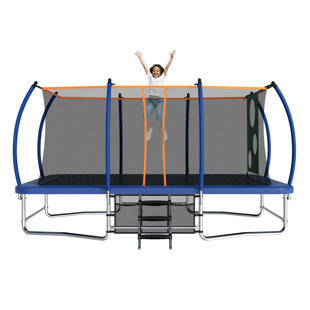 10*16ft Rectangular Trampoline with Ladder,Storage Bag,Enclosure Net,Soccer Shot