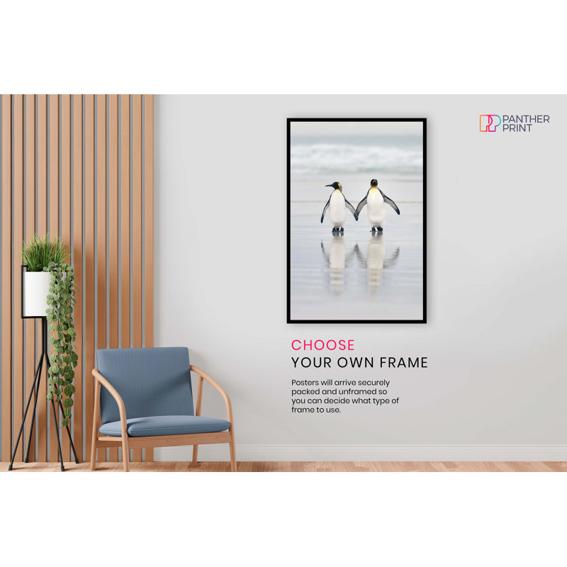 Penguin Friends Holding Hands - No Frame Print, 46cm H x 31cm W
