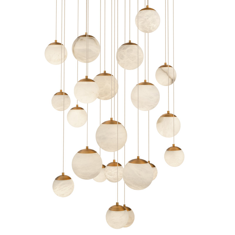 Pisces - Light LED Cluster Pendant, 5.38" H x 11.88" W x 11.88" D, Aged Brass, 3