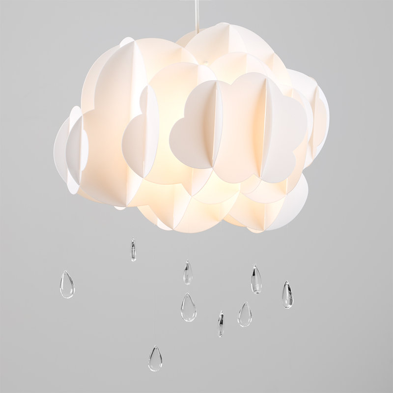 Rain & Cloud 65cm H Plastic Novelty Pendant Shade ( Clip On ) in White
