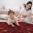 Ottohome Non-Slip Floral Leaves Area Rug For Living Room, Hallway, Entryway Rug, Dark Red-1963097459