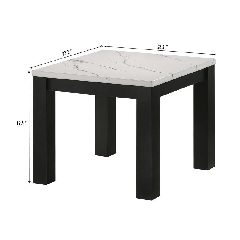 3-Piece Living Room Table Set Faux Marble Table Top Cocktail Table and Two Matching End Tables Wooden Furniture, White