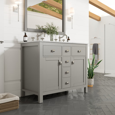 Odilion 44'' Double Bathroom Vanity with Carrara Quartz Top