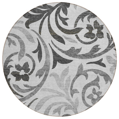 Washable Floral Indoor / Outdoor Rug