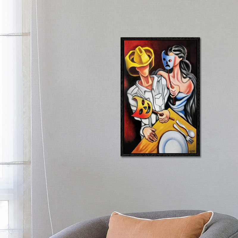 Bad Weather Good Face by Dixie Miguez - Painting on Canvas, 66.04cm H x 45.72cm W x 3.81cm D, Black Framed