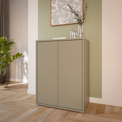 Modern minimalistic cabinet unit with 2 doors and 2 internal shelves, engineered wood, 74.5 cm W x 99.1 cm H x 41.5 cm D