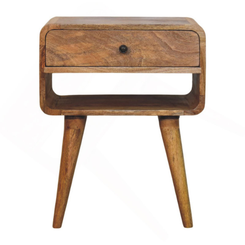 Solid Wood Avora Nightstand, 1 Drawer And 1 Open Slot, Oak-Ish, Light Brown