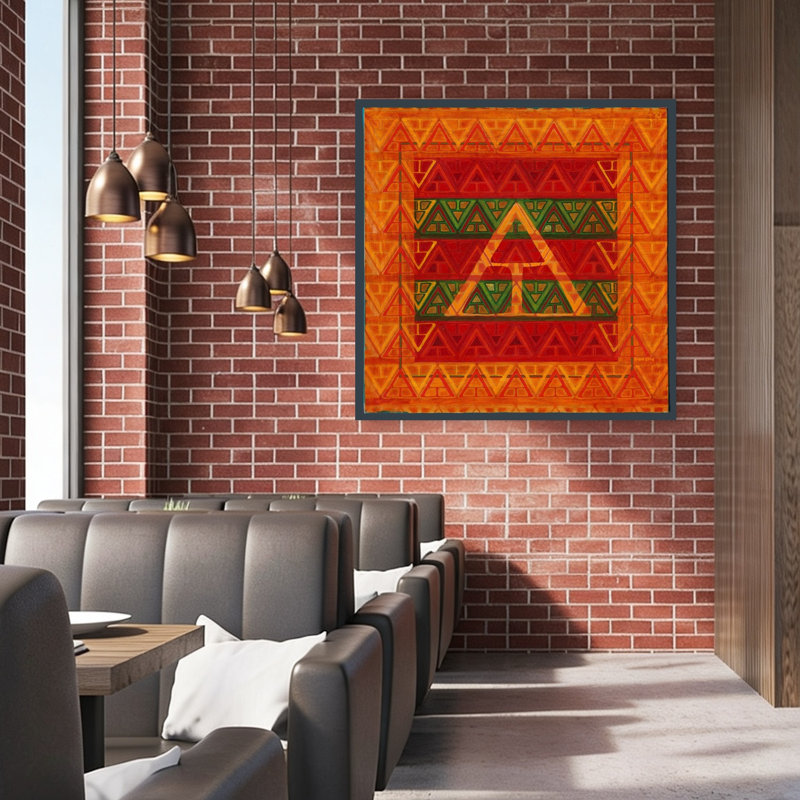 Motif tribal géométrique abstrait contemporain, art mural d'hiver, 48" H x 48" W