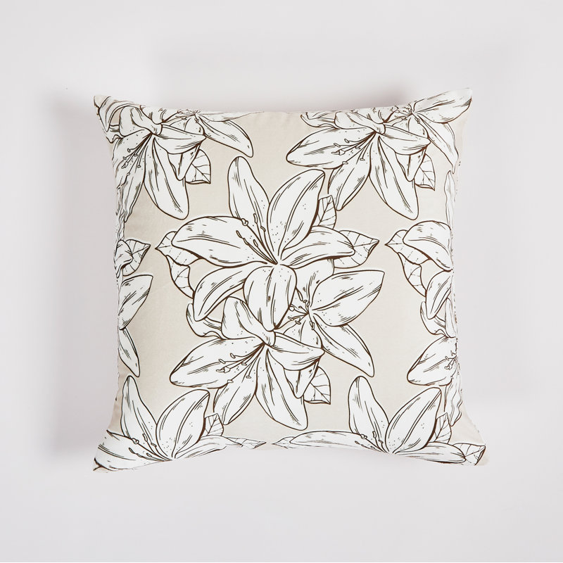 Floral Cream Throw Pillow 20"
