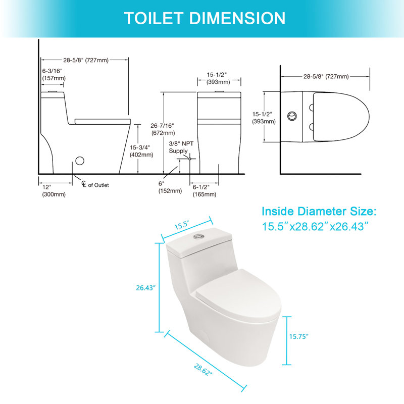 Dual Flush Ceramic Toilet With Low Water Consumption And Lid Fully Glazed Calm Seat