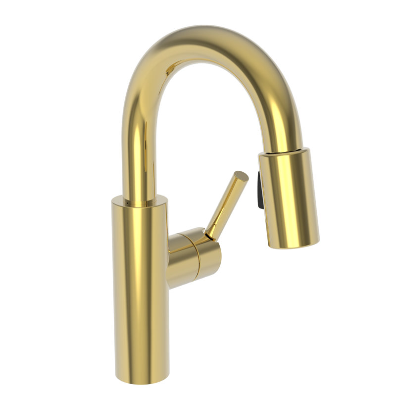 East Linear Single Handle Pull Down Bar Faucet, Polished Gold (PVD)
