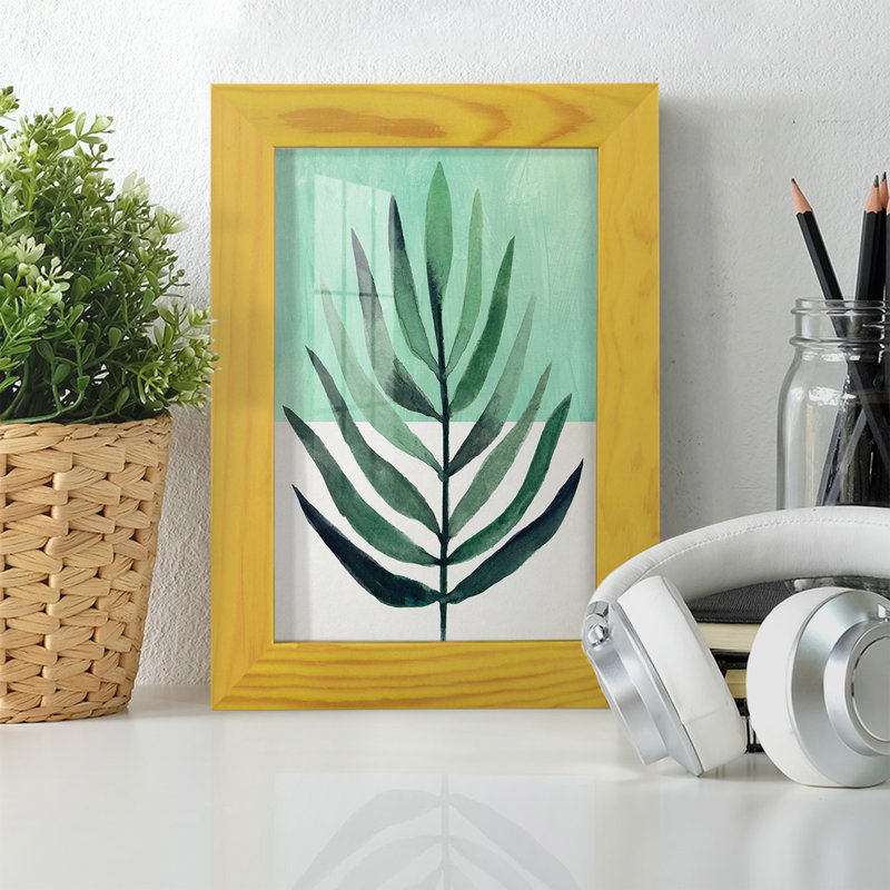 Verging Palm III, encadré sur papier, L 4 po x H 6 po x P 1 po, Cadre jaune