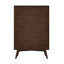 Commode 5 tiroirs Caroline en bois massif brun foncé Mid-Century