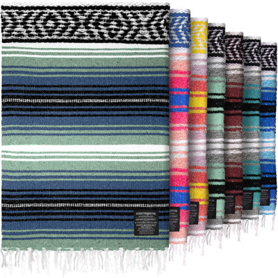 Zulay Kitchen Large Mexican Blanket 70x50 Authentic Woven Throw