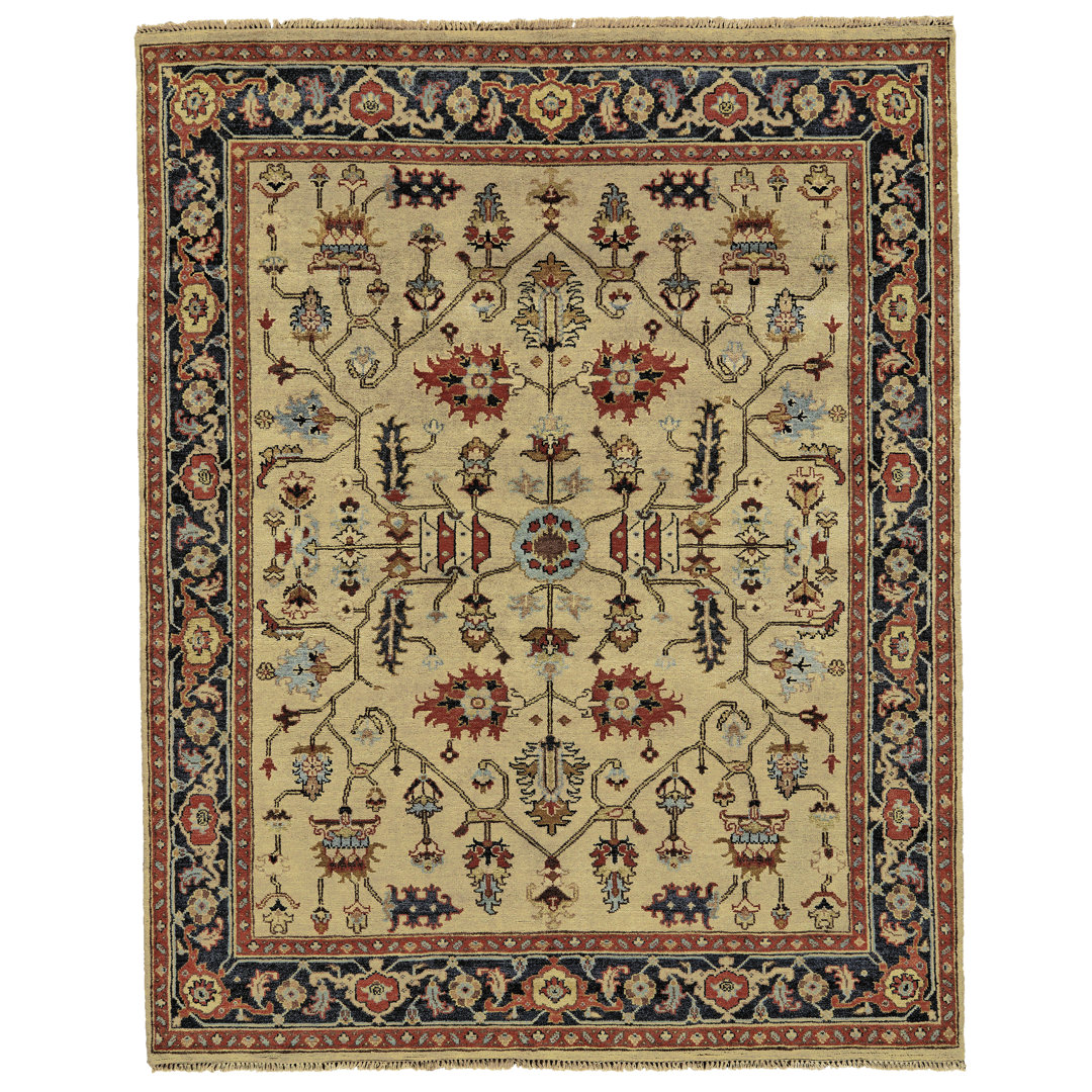 Herta Oriental Hand-Knotted Wool Rich Gold Area Rug Astoria Grand Rug 