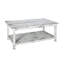 Table basse Country Cottage Farmhouse - Table basse de 42 x 24 x 18 pouces avec tablette de rangement pour le décor du salon - Mobilier de salon rustique (blanc antique)-368160564