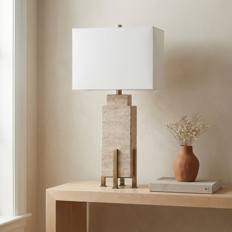 Esme 31" Travertine Table Lamp