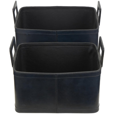 Panier de rangement fonctionnel et fonctionnel en cuir avec poignées