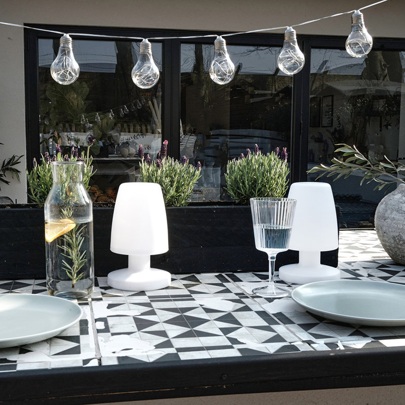 Aillee White 19Cm H Battery Powered Integrated LED Outdoor Table Lamp