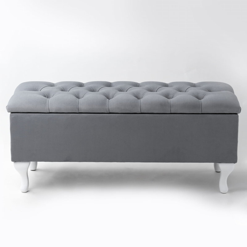 Velvet Upholstered Storage Bench, 42cm H x 120cm W x 30cm D