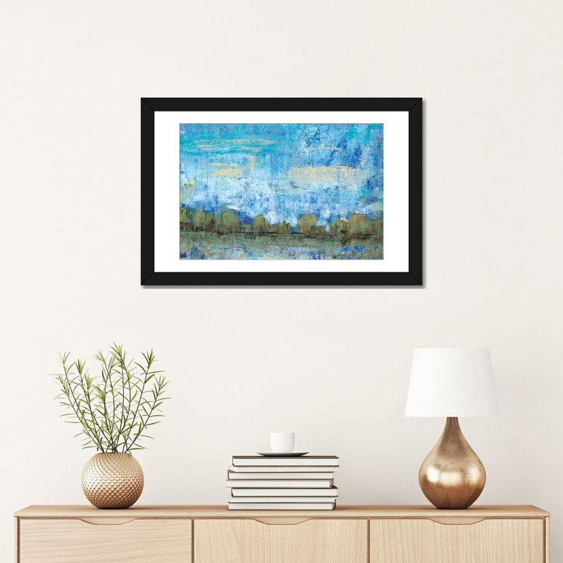« forest edge ii », impression sur toile, Papier d'art encadré noir, Blanc, H 24 po x l 32 po x P 1 po