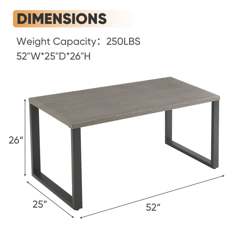 Edith Rectangular Metal Outdoor Dining Table , 52'' in. W 25'' in. D, Gray