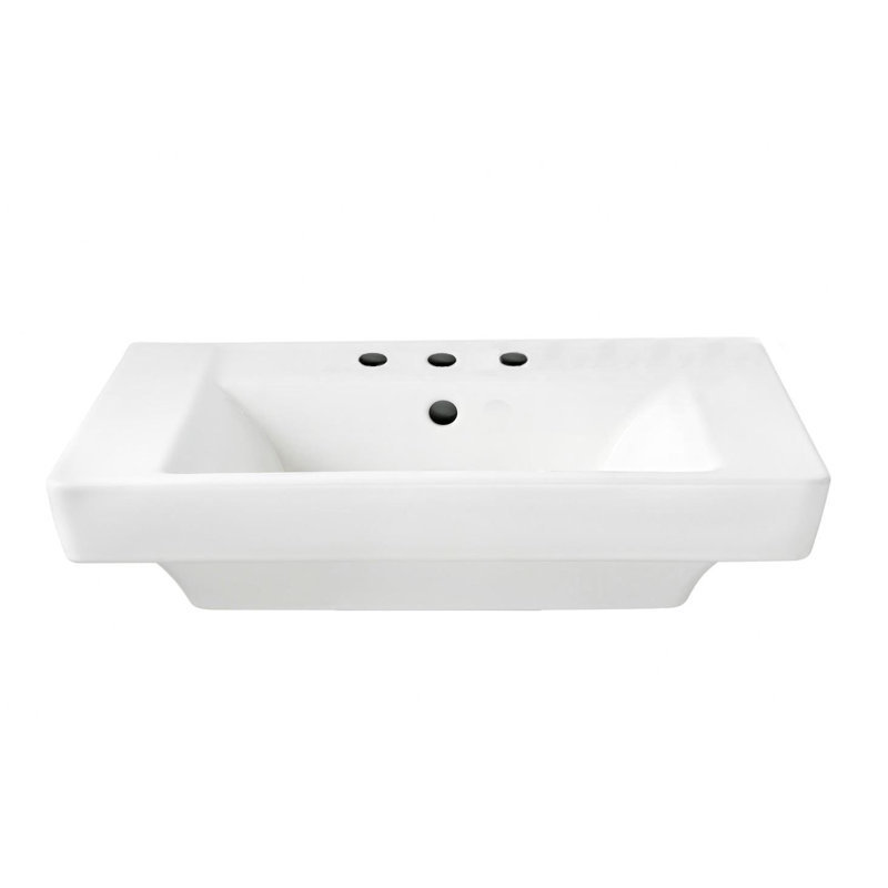 Lavabo de salle de bain rectangulaire en porcelaine vitreuse avec trop-plein Boulevard, Entraxe de 8 po, Blanc