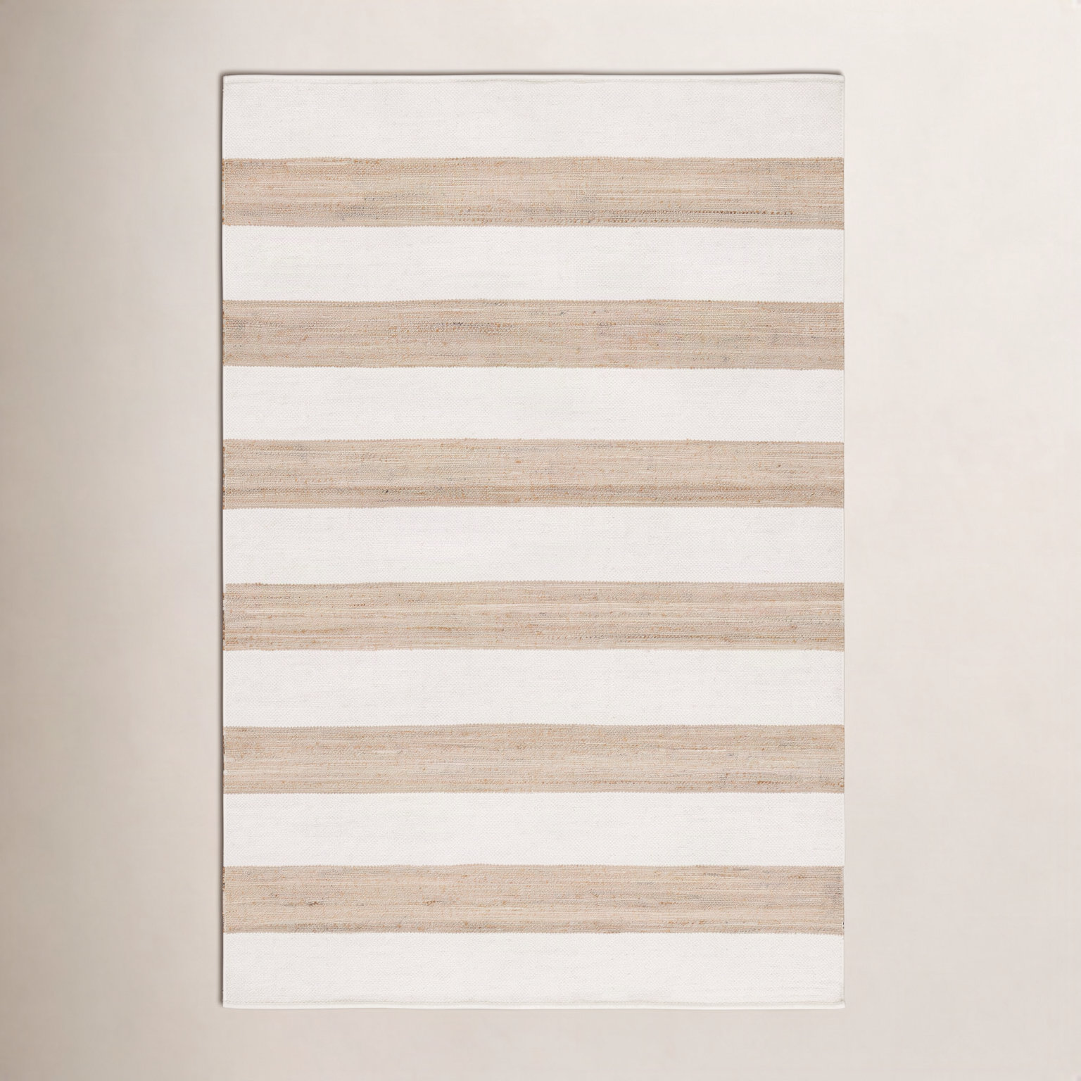 Hand-Woven Striped Jute Wool Rug, Rectangle 6' x 9'