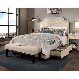 Austan Upholstered Platform Storage Bed and Matching Bench Set
