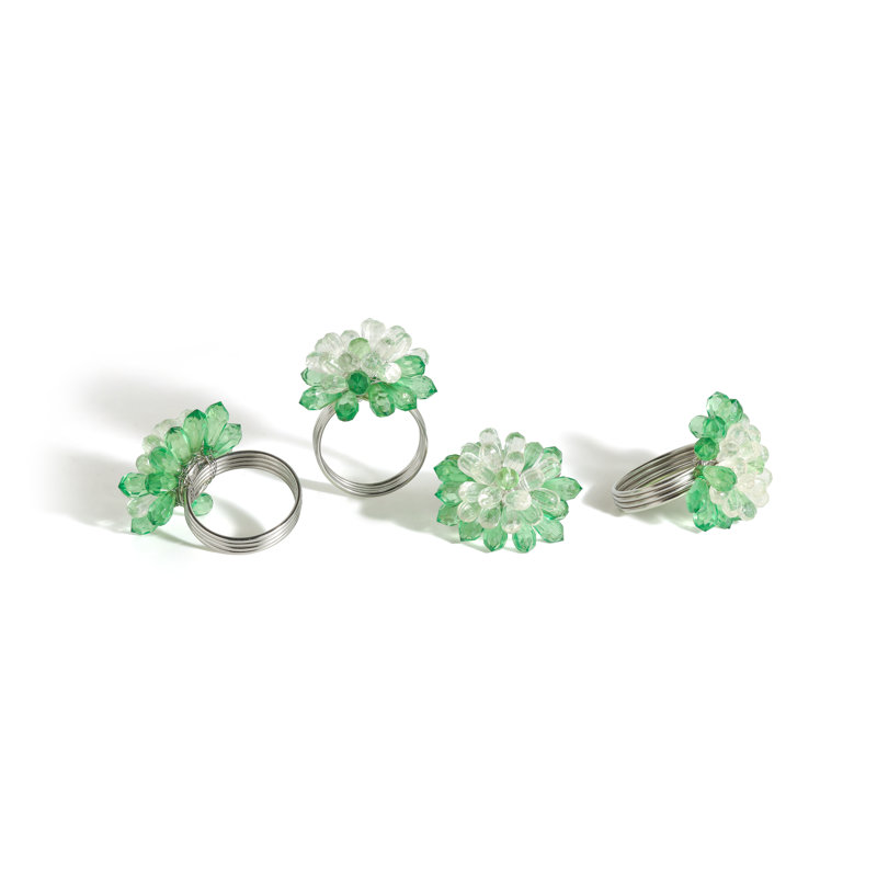 Rond de serviette Emerald Dewdrop Bloom (ensemble de 4)