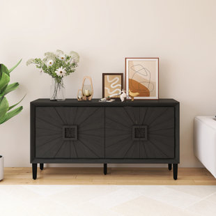 Buffet 59,80 pouces en bois avec tablettes réglables
