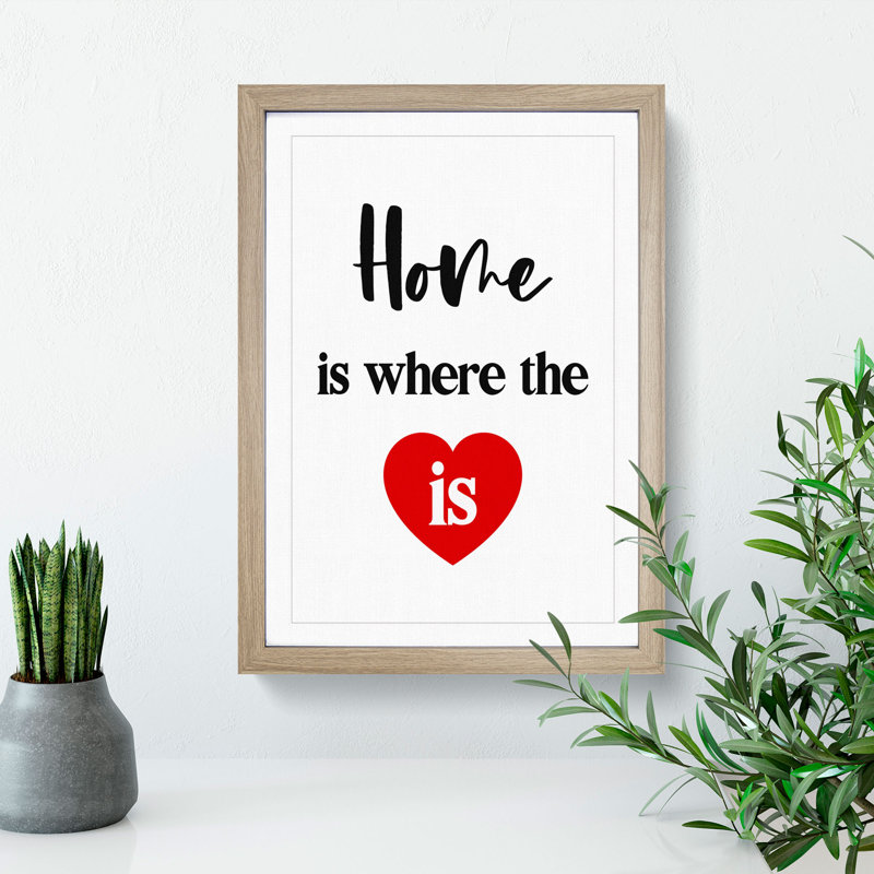 Home Is Where the Heart Is - Picture Frame Typography, 36cm H x 27cm W x 2cm D, Oak Framed