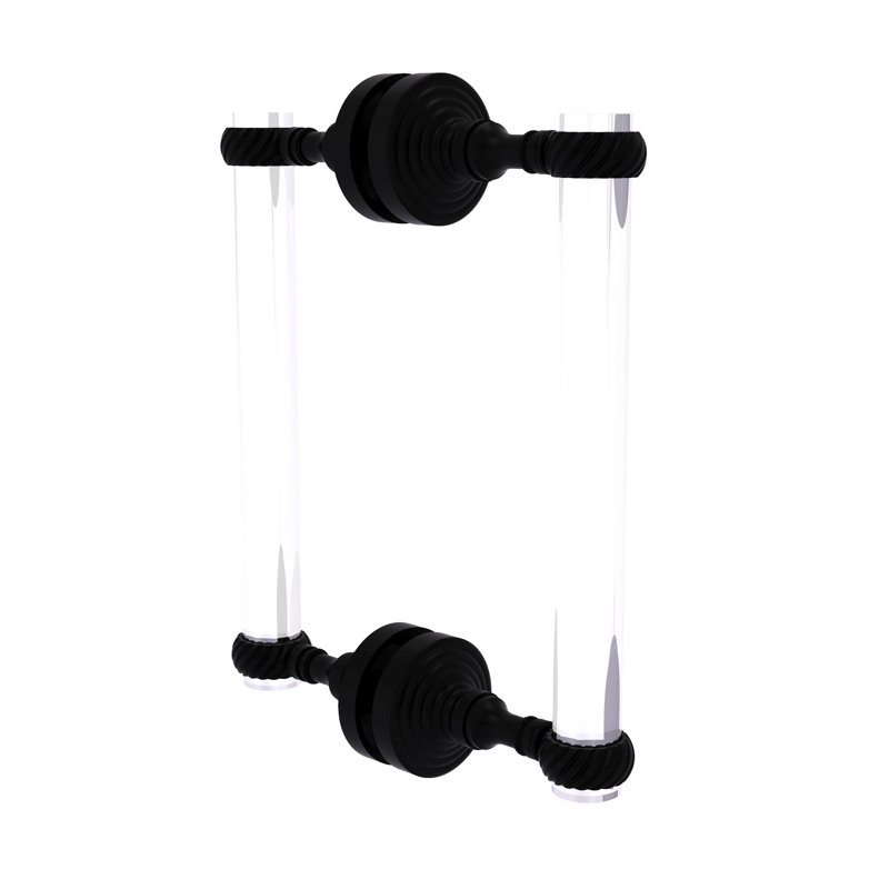 Pacific Grove Collection 8 Inch Back To Back Shower Door Pull With Twisted Accents, Matte Black