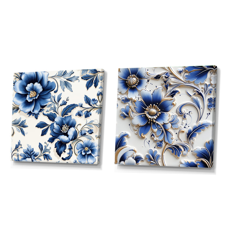 Victorian Cobalt Mosaics, Toile tendue, H 30 po x l 61 po