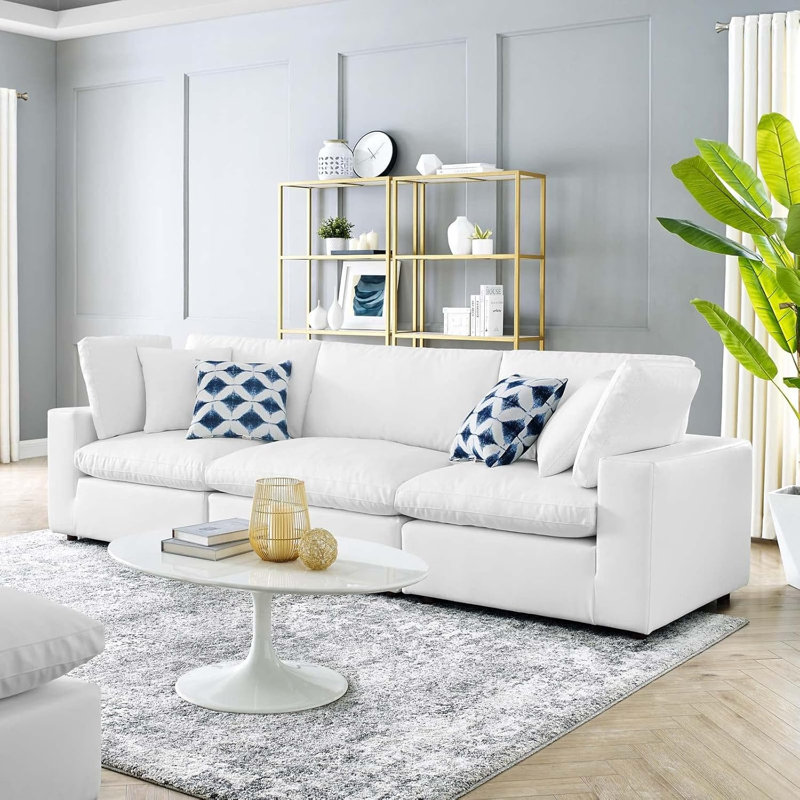 Canapé modulaire 3 places Modholic Haven, H 35 po x l 119 po x P 38 po, Blanc