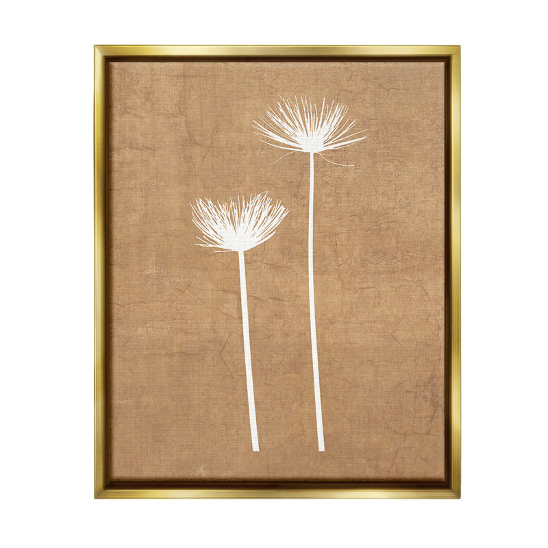 "Simple Dandelion Sprigs Floater Frame" par Graffitee Studios sur toile, Cadre flottant métallique doré, H 21 po x l 17 po