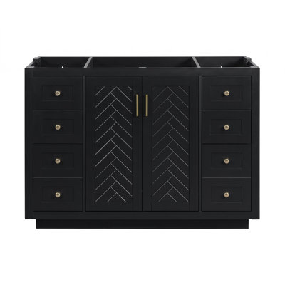 48" Classic Freestanding Bathroom Vanity Cabinet Only, 6 Drawers & 2 Soft-Close Doors, Black