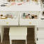 Bureau de meuble-lavabo moderne pour chambre à coucher, blanc, avec miroir et lumières, plusieurs rangements, tablettes réglables, maquillage et lumières pour la chambre à coucher - 3 choix de couleurs, tablettes,
