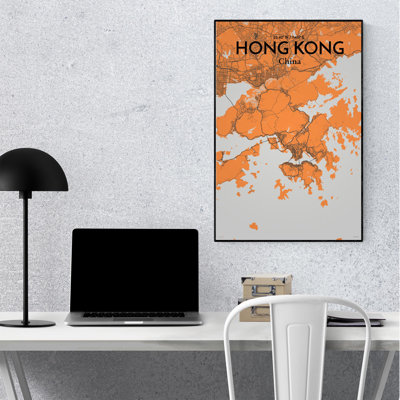 « hong kong city map »-impression panoramique sans cadre sur papier