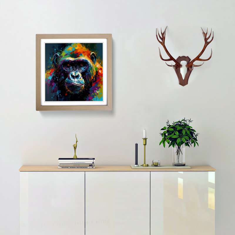 Gorilla Abstract - Framed Print, Oak