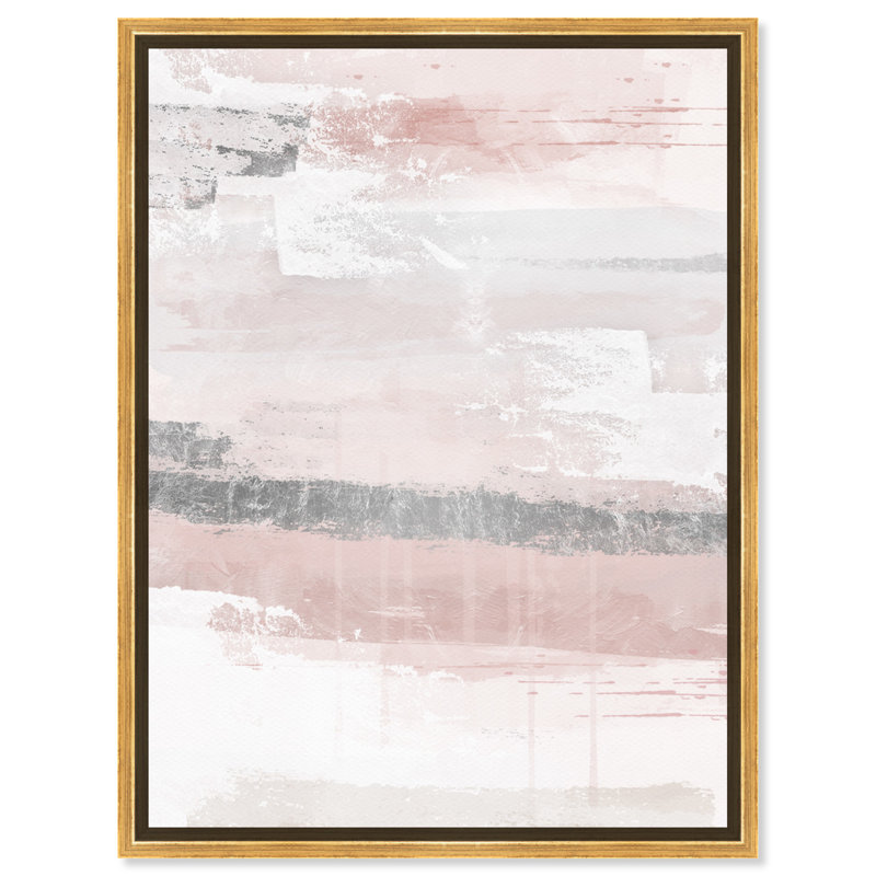 Éléments sophistiqués rosés - peinture, Toile encadrée dorée, H 36 po x l 30 po