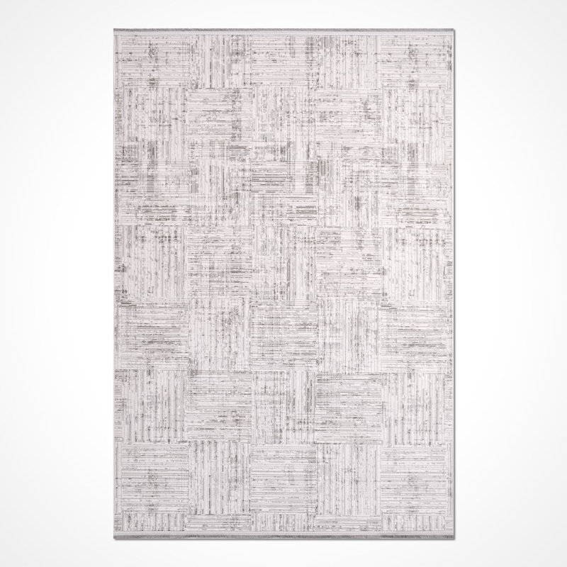 Tapis moderne / abstrait beige lavable à la machine antidérapant, Rectangle 2 pi 8 po x 5 pi