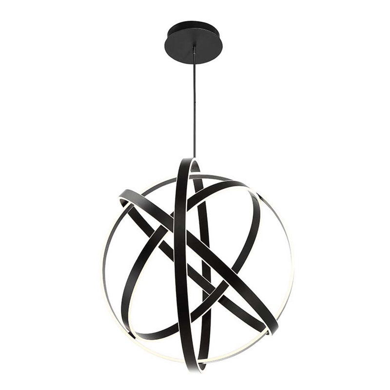 Kinetic 1-Light Globe Chandelier, 28" H x 28" W x 28" D, Black